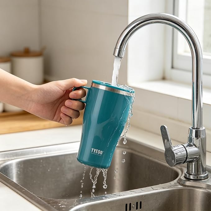 TYESO Coffee Mug,Insulated Tumbler with Lid,Vacuum Insulated Mug Double Wall Stainless Steel OfficeTumbler Cup (Blue, 17 oz)
