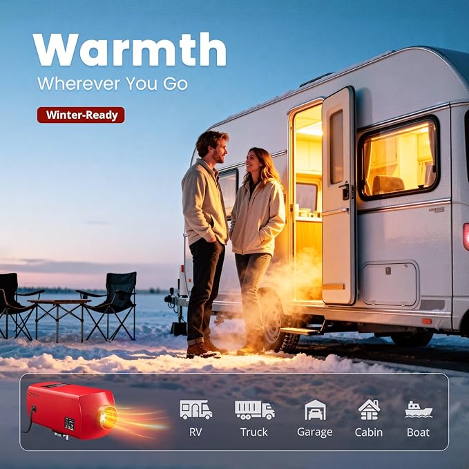Diesel Heater 2KW, Aluminum Housing, Diesel Air Heater 12V High Altitude, Parking Heater with Talking LCD Controller for Trucks, Campers, RVs, and Boats