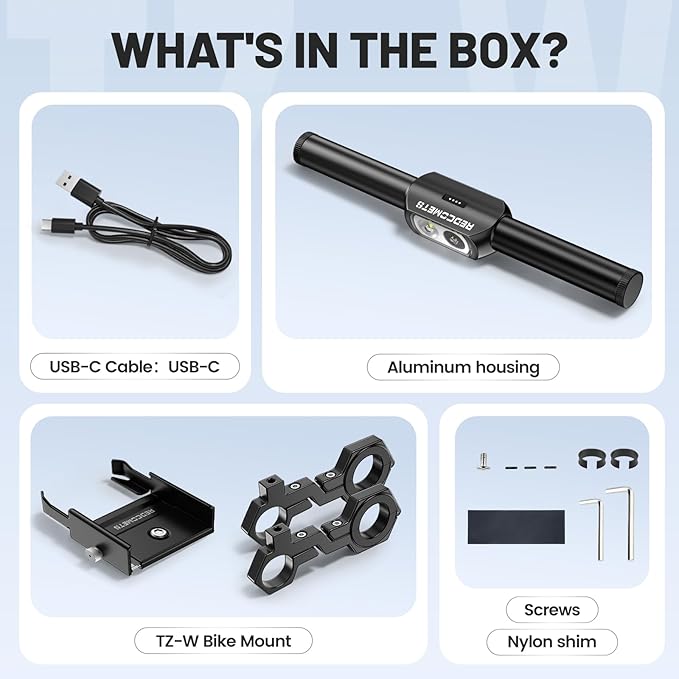 Redcomet Bike Handlebar Extender with Rechargeable Headlight, 800 Lumens USB Bike Light, 9.05" Aluminum Alloy Waterproof Bicycle Extension Bracket Accessories for Bicycle, E-Scooter