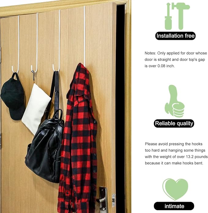 Hotop 15 Inch Wreath Hangers for Front Door Wreath Doors Hangers Steel Material Clothes Towel Hooks Holder Over The Door Hanger Hooks 2 Pcs for Christmas Halloween Front Decorations(White)