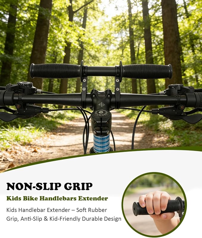 HANEVEAR Kids Bike Handlebars Extender, 2 in 1 Child Bike Handlebar & Bicycle Handlebar Extension, 11.8" MTB Bracket Accessories for Mountain Bike BMX Cycling, Fit 25-32mm Bars Caliber