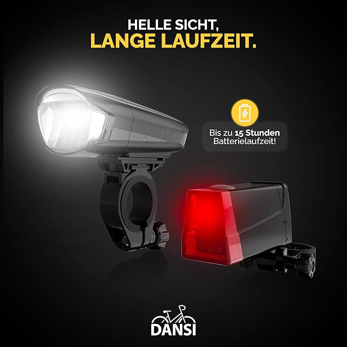 DANSI Bike Lights for Night Riding, Super Bright with Flashing Functions. Easy to Install Bike Light Set, Bike Accessories for Men Women Kids Road Mountain Cycling Bicycle Accessories Bicycle Light