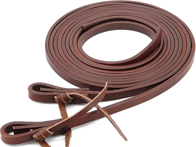 Jeereal Extra Heavy Harness Split Reins, Heavy Oil Weighted,Broken in,1/2" Width Supple Leather Reins