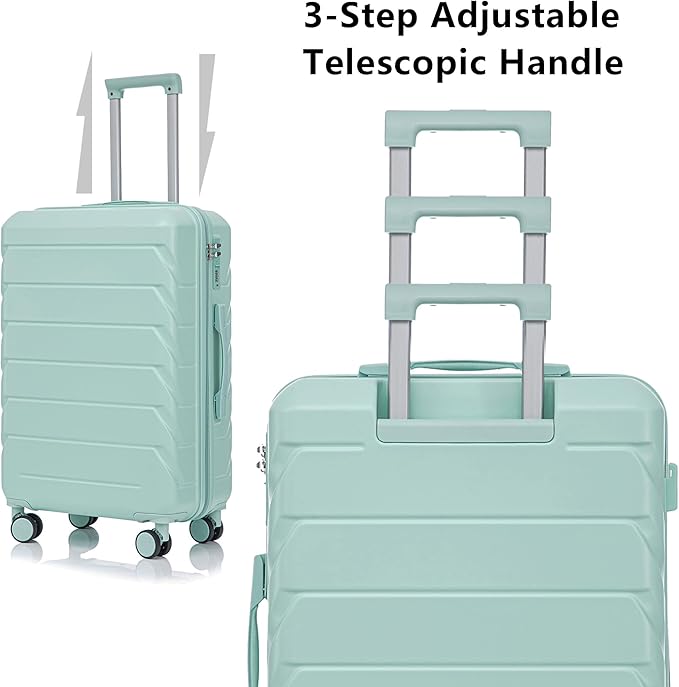 Merax Luggage Sets 3 Piece, Hardshell Suitcase with Lock Double Spinner Wheels, Green, 20/24/28 Inch