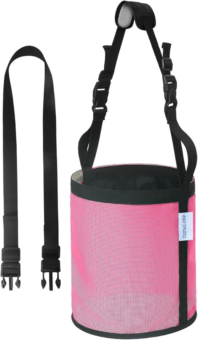 Horse Feed Bag for Grain, Breathable Mesh Feed Bags for Horses, Muzzle Feedbag for Feeding Grain, Anti-Spill Design Feeder, Soft Neck Pad Nose Pad, Universal Fit(1 Pack Pink)