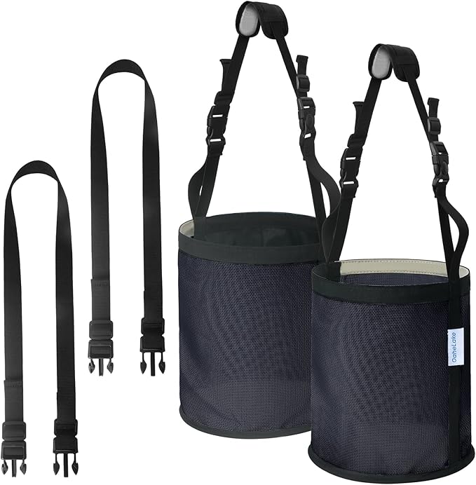 Horse Feed Bag 2 PCs, Breathable Mesh Feed Bags for Horses, Muzzle Feedbag for Feeding Grain, Anti-Spill Design Feeder, Soft Neck Pad Nose Pad, Universal Fit (Darkblue)