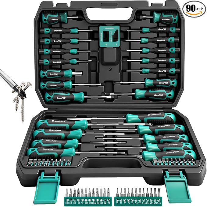 Screwdriver Set Precision 90pcs, S2 Alloy Steel Small Screwdriver Set, Torx Screwdriver Sets with Sturdy Tool Box, Includes Slotted Phillips Torx Tool Kit
