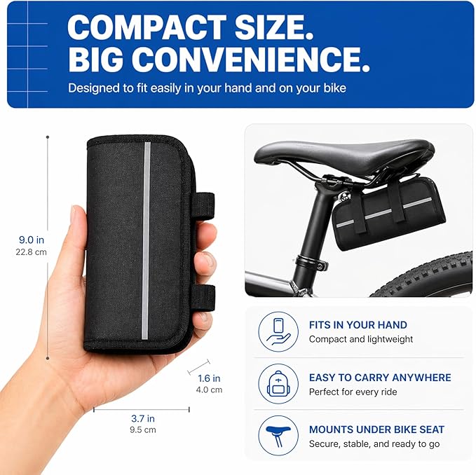 ANGORA BRANDS Bike Tire Repair Kit – All-in-One Bicycle Repair Kit with Pump, Multi Tool & Tire Levers, Portable Emergency Bike Tool Kit for Road, Mountain & Hybrid Bikes