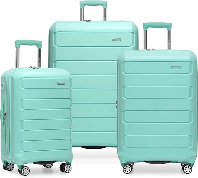 Traveler's Choice Pagosa ハードシェル 拡張可能スピナーラゲッジ ミント 3点セット（22/26/30）