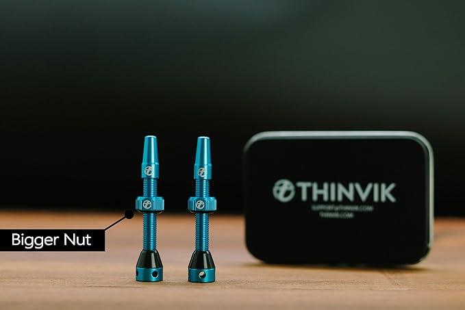 Thinvik Presta Tubeless Valve Stem 44/48/65/70/85mm,Super Light Alloy Presta Tubeless Valve Stem Kit for Tubeless Tires-2 Tubeless Valve Stem (with Aluminum Alloy Valve Cap) + Valve Core Removal Tool