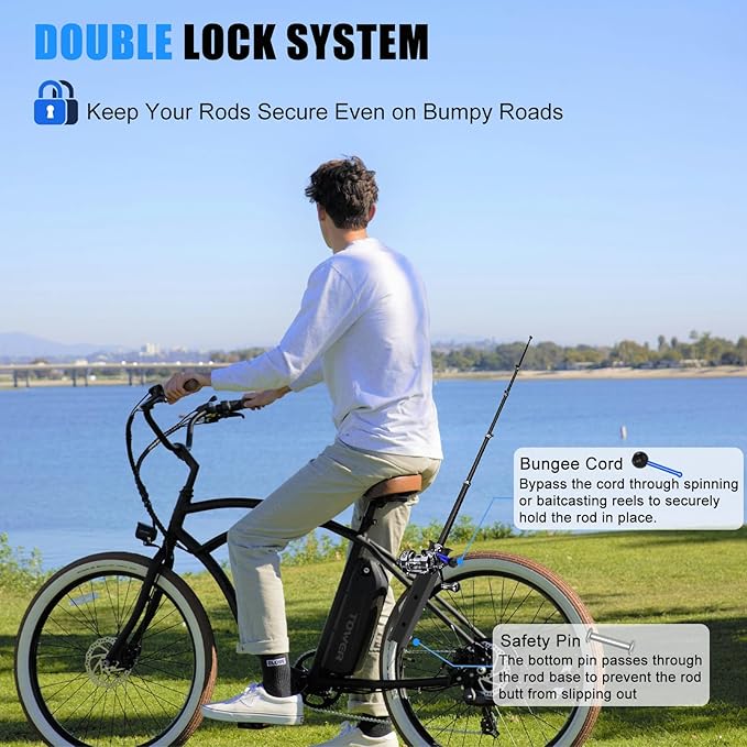 自転車用釣り竿ホルダー クランプオン式自転車用丸型フレーム対応 調節可能 ボート、自転車、椅子、カート、スクーター、ワゴン、オートバイ、ATV、ビーチカー用 釣り竿ホルダー