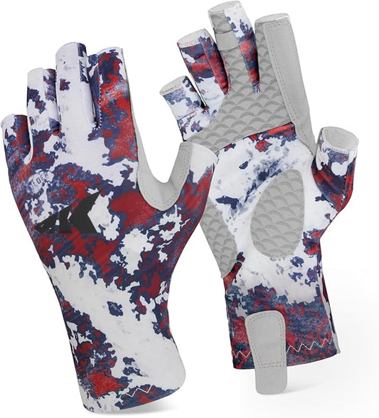 KastKing La Sal Fishing Gloves UPF50+ Sun Gloves UV Protection Fingerless Gloves Men Women for Outdoor, Kayaking, Rowing, Paddling, Canoeing, Hunting