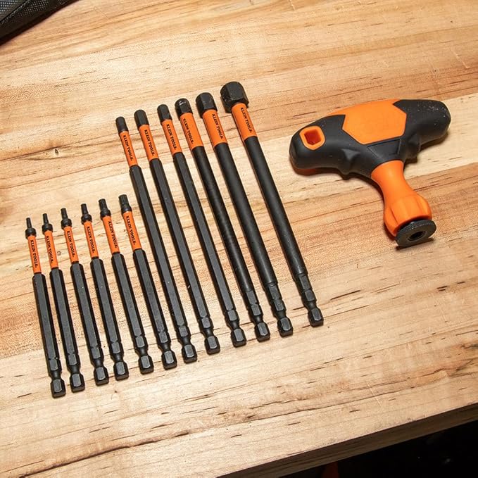 Klein Tools 33804 ProFlex Impact-Rated Interchangeable Ratcheting T-Handle Set, Torsion Zone, Magnetic Bit Holder, SAE, Metric, TORX