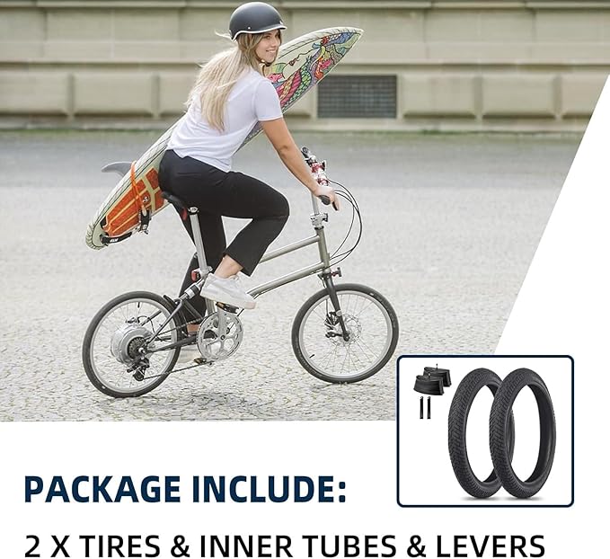 2PCS 16/18/20x1.95/2.125Inch BMX Bike Tires with Inner Tubes with Tyre Levers 16/18/20 1.95/2.125Inch Resistant Tyres Street Park Dirt Riding Racing Freestyle