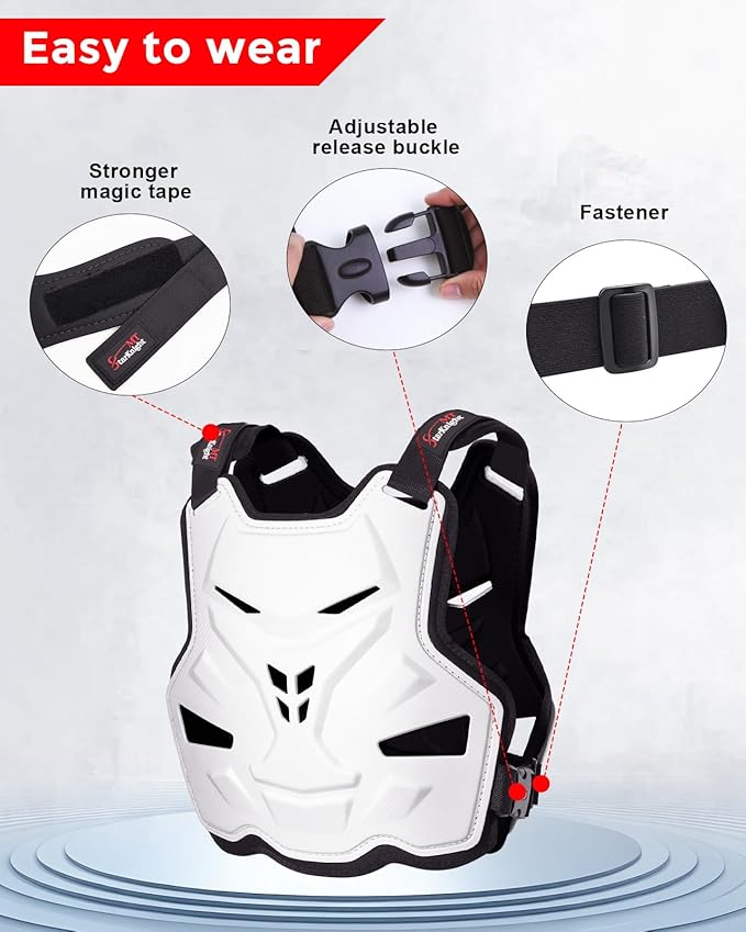 StarknightMT Motorcycle Chest Armor Lightweight Adult Men Motocross Chest Protector, Adjustable Body Armor Vest for Motocross Riding Road Racing Cycling Skiing Skating Easy-wear Chest Guard