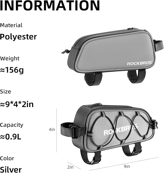 ROCKBROS Top Tube Bike Bag Bicycle Front Frame Bag Top Tube Bag Bike Accessories Pouch (STYLE 3)