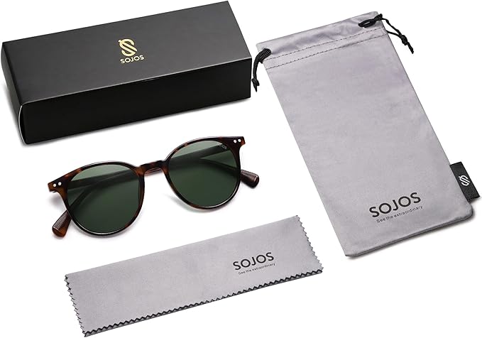 SOJOS 小さめ 丸型 クラシック 偏光サングラス レディース メンズ ヴィンテージスタイル UV400レンズ MAY SJ2113
