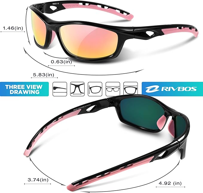 RIVBOS Sunglasses for Men Women Polarized UV Protection Sports Fishing Driving Shades Cycling RB833
