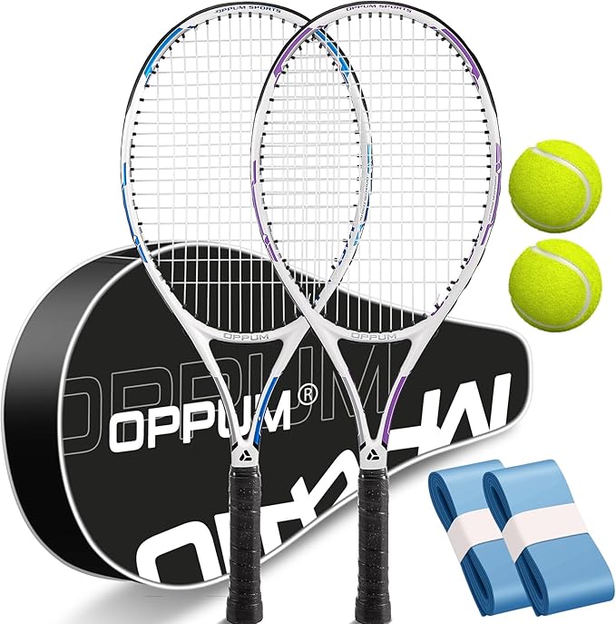 PRO-500 Adult Tennis Rackets, 2-Pack Pre-Strung Racquets for Beginners & Intermediate with Carry Bag & 2 Balls, 105 Sq Inch Oversized Head for Women & Men, Arm Friendly Vibration Control
