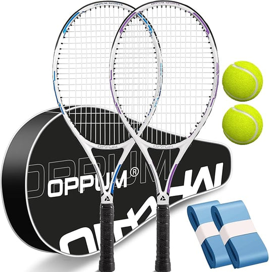 PRO-500 Adult Tennis Rackets, 2-Pack Pre-Strung Racquets for Beginners & Intermediate with Carry Bag & 2 Balls, 105 Sq Inch Oversized Head for Women & Men, Arm Friendly Vibration Control