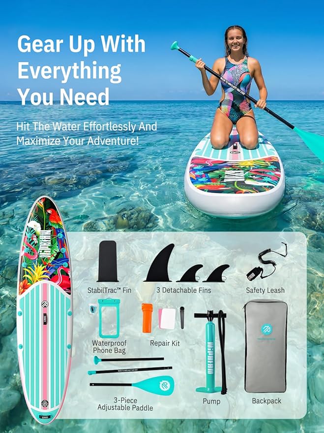 Niphean Inflatable Stand Up Paddle Board with SUP Accessories, Anti-Slip EVA Deck, 10’6’’ Inflatable Paddle Boards for Adults & Youth of All Skill Levels