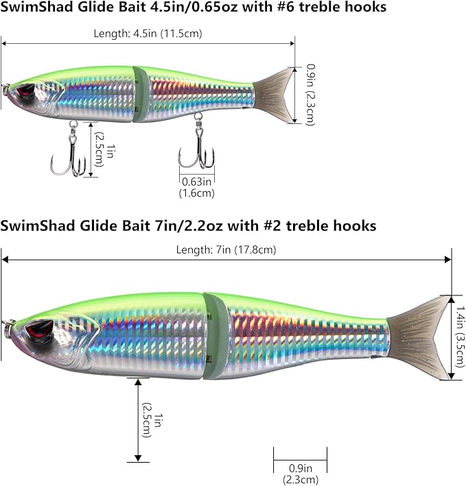 Bassdash SwimShad Glide Baits Jointed Swimbait Bass Pike Salmon Trout Muskie Fishing Lure