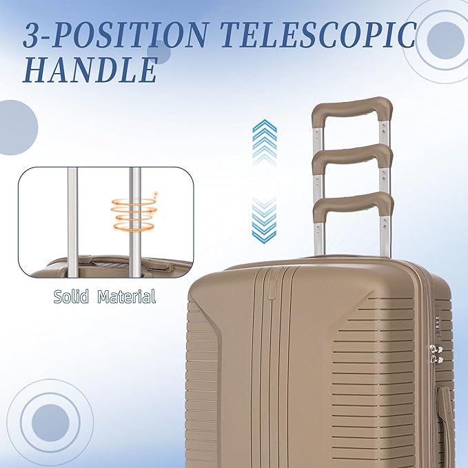 3 Pcs Hardshell Luggage Sets, Lightweight Wave Suitcases with Spinner Wheel