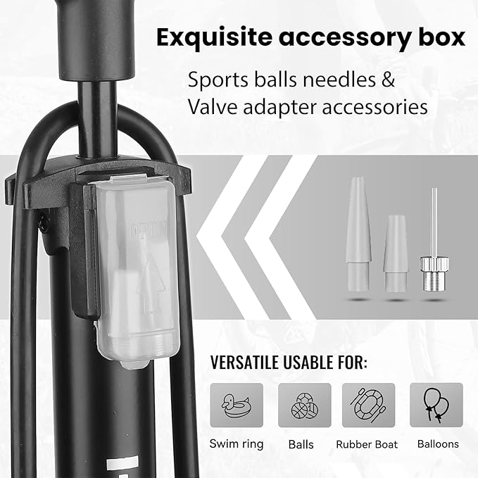 Hycline Bike Floor Pump: Bicycle Tire Pump 160 PSI with Schrader & Presta Valve - High Pressure Air Pumps for Road MTB BMX Hybrid Bikes Tires, Balls, Inflatables