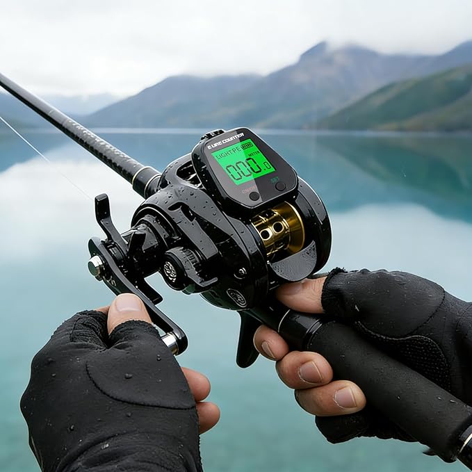 Digital Baitcasting Fishing Reel with LCD Display,8 oz Ultralight Electric Baitcaster Reel, 22-35 Lb Max Drag,6.3:1/7.2:1 Gear Ratio,Left/Right Handed,Compact Design for Freshwater & Saltwater