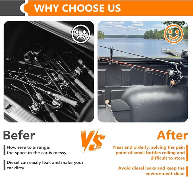 Quick-Release Fishing Rod Holder for Truck Beds - Compatible with Tonneau Covers