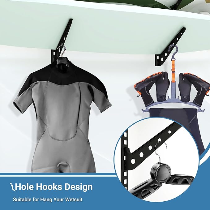 2/3/4/6 Board Horizontal Surfboard Rack, Adjustable Surfboard Wall Mount Display, Surfboard Wall Rack Board Storage Mount System at Home and Garage