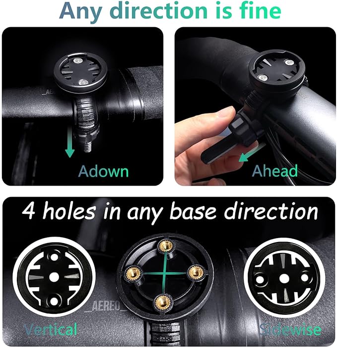 Adjustable Out Front Bike Mount, Compatible with Garmin Edge, iGPSPORT, XOSS, CooSpo Magene, CYCPLUS GPS, Suitable for Round Tube/Flat Handlebars, Road Bikes/Folding Bikes, MTB