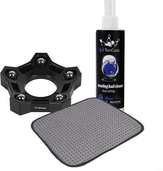 TonGass 3-in-1 Bowling Basics Accessories Kit, Microfiber Bowling Ball Towel Kit, Bowlings Rotating Ball Cup Set, Bowlings Cleaner Spray Set