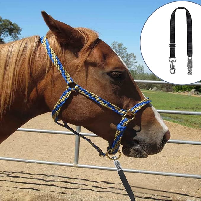 Rosemarie Trailer Cross Tie, Horse Haulage Adjustable Nylon Straps Leads with Panic Snap Fixed Eye Equestrian Equipment