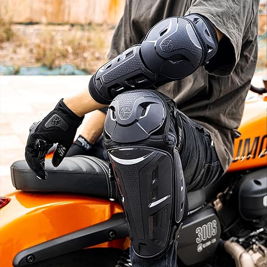 SCOYCO Motorcycle Knee Pads for Men - CE Level 1 Motocross Knee and Elbow Guards Protective Gear Armor with 45°-180° Knee Flexibility Design Adjustable Elastic Band