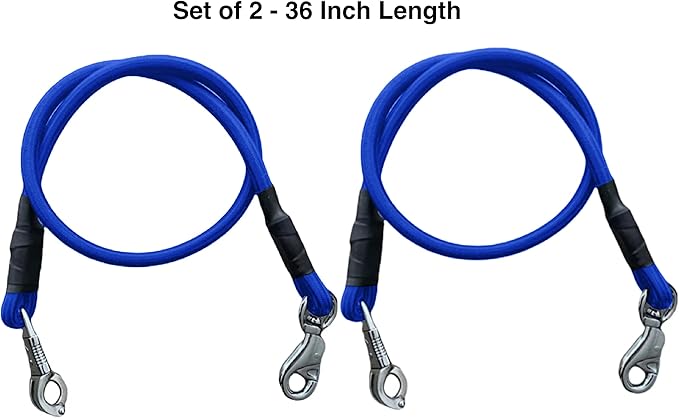 Majestic Ally Pack of 2, Bungee Trailer Tie for Horse Haulage with Panic Snap and Bull Snap - 36 Inch (Royal Blue)