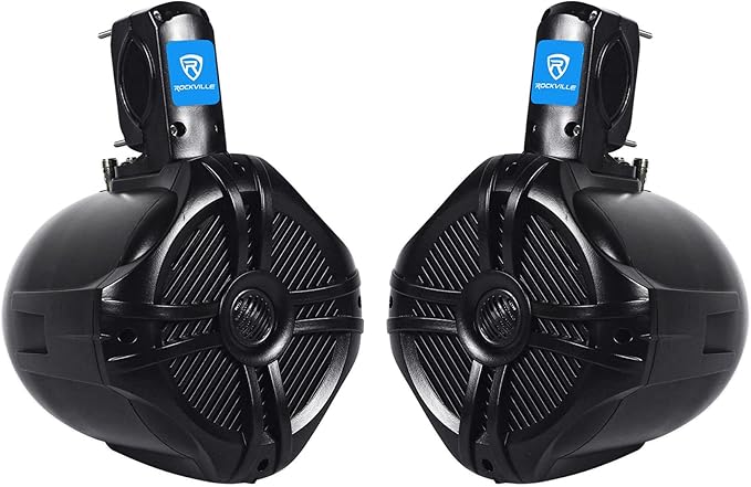 Rockville RWB65B 500W 6.5インチ マリンウェイクボードタワースピーカー 4Ω 防水 高耐久マウント 高音質 ボート、ジープ、ATVに最適