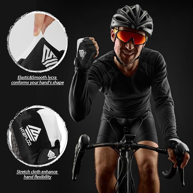 Bike Gloves for Men Women with Anti-Slip Shock-Absorbing Pad, Light Weight Half-Finger Cycling Gloves