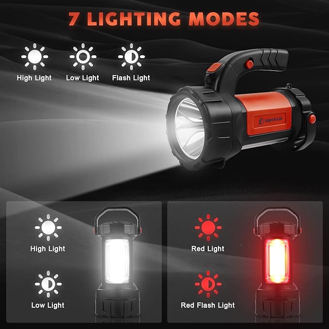 AlpsWolf キャンプランタン充電式、同LED懐中電灯スポットライトランタン 2個セット 800LM、3600容量駆動、屋外ハイキング、停電用の赤色ポータブル高輝度キャンプライト