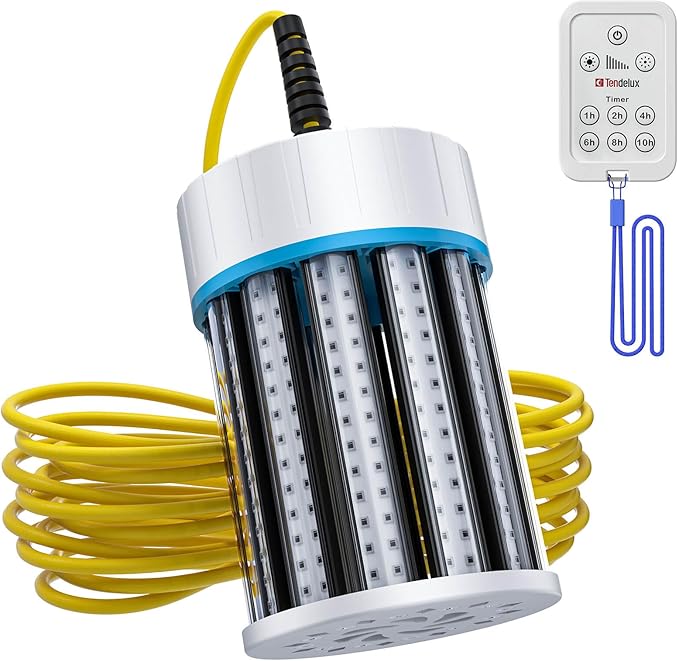 Ultra-Bright Underwater Fishing Light, 110V & 12V Green LED Submersible Light Attractants for Docks, Boats or Kayaks, IP68 Rated for Fresh & Salt Water (30ft Cable)