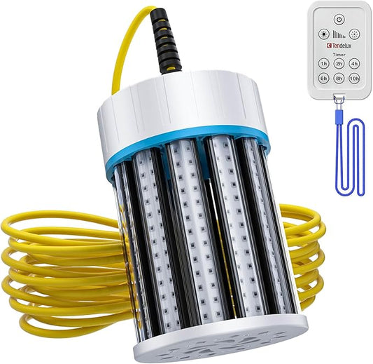 超高輝度水中集魚灯 110V & 12V グリーンLED 水中集魚灯 ドック、ボート、カヤック用 IP68 防水 淡水・海水対応 (ケーブル長30フィート)