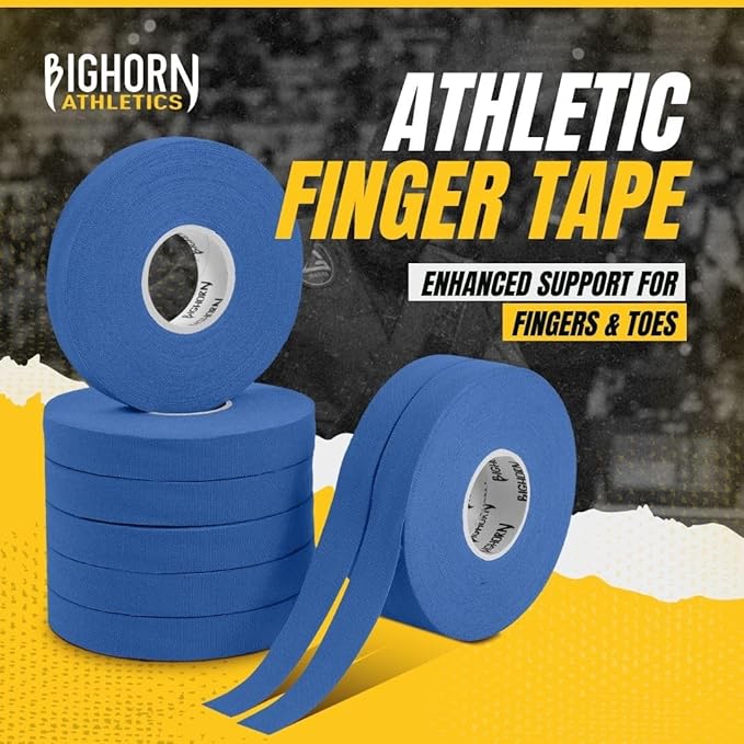 Bighorn Athletics Jiu Jitsu Finger Tape, Rock Climbing Tape | Multipurpose for Sports & Injuries: MMA, Volleyball, Football, Basketball, Tennis, Golf, Hands & Toes, 0.5-Inch x 45-feet, 8-Rolls, Blue