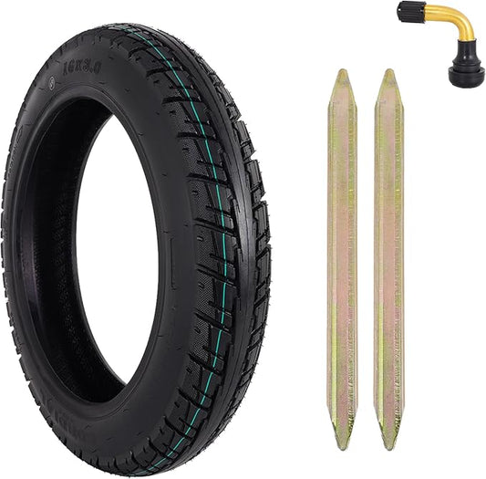 16 Inch Tubeless Tire for Electric Bike, 16x3.0 Puncture-Proof Snow Tire for E-Bike with Valve and Tire Levers, 16” Vacuum Tire Pneumatic Tires