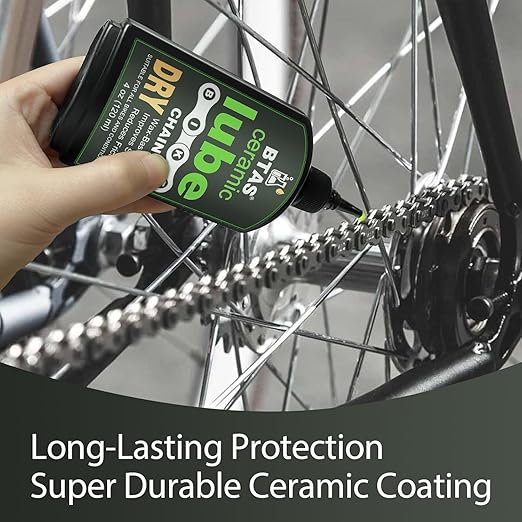 BTAS Ceramic Dry Bike Chain Lube 4 oz -UV Tracer Dye -Road,Mountain Bicycle Lubricant Oil,Dry and Dusty Weather Conditions