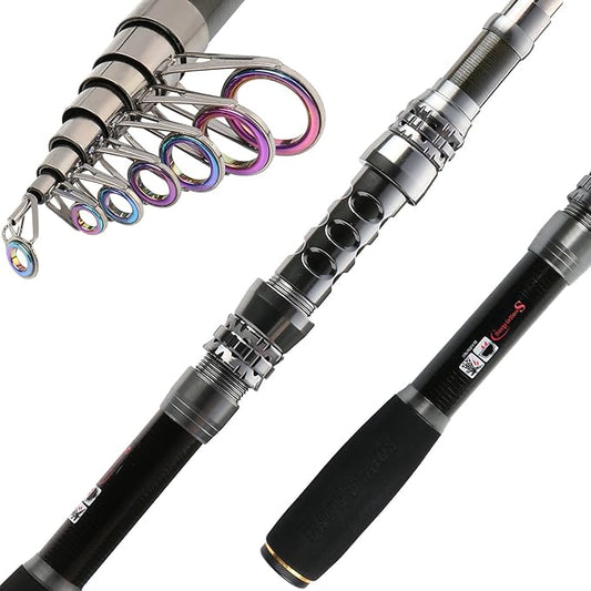 Sougayilang Fishing Rod Reel Combo with Telescopic Fishing Pole Spinning Reel Carrier Bag for Travel Saltwater Freshwater Fishing