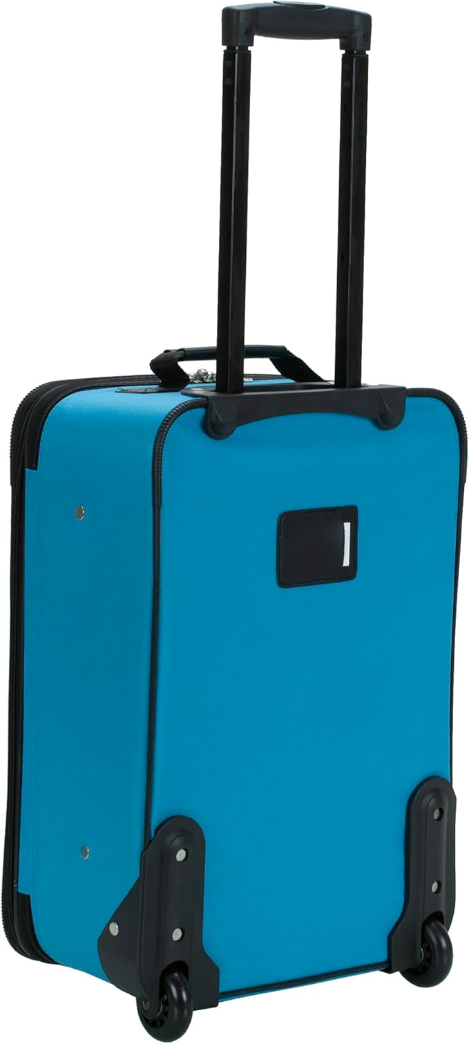 Rockland Fashion Softside Upright Luggage Set, Expandable, Wheel, Telescopic Handle,Turquoise, 2-Piece (14/19)