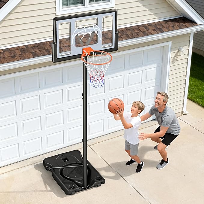 Basketball Hoop Outdoor 10ft Adjustable, Portable Basketball Hoop Goal System for Kids Youth and Adults in Backyard/Driveway/Indoor, 44 Inch Shatterproof Backboard and Larger Base