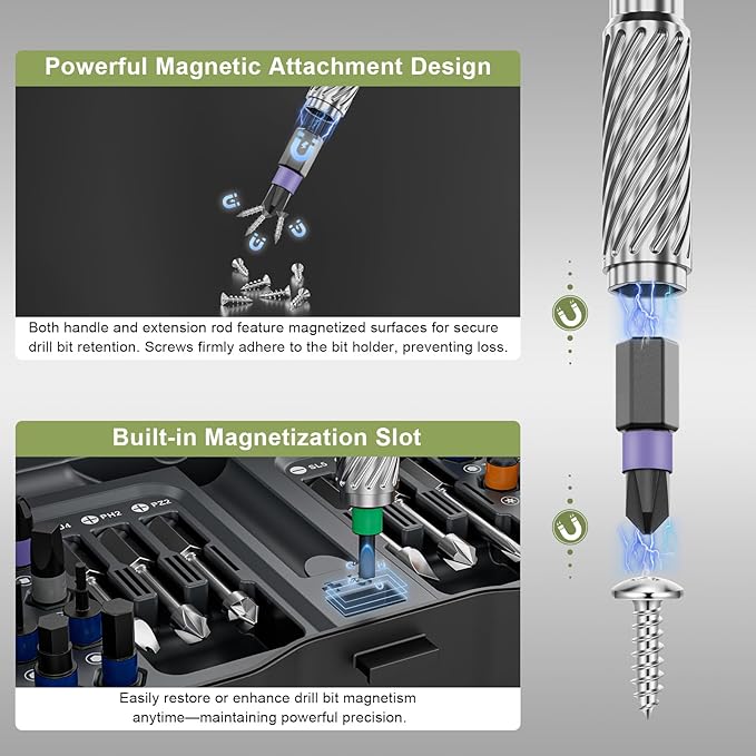40 in 1 Magnetic Screwdriver Set - Portable Ratcheting Screwdriver Set with Storage Case,S2 Steel Multi Bit Magnetic Drive Set,DIY Detachable Precision Repair Tool Kit for Home & Professional Use