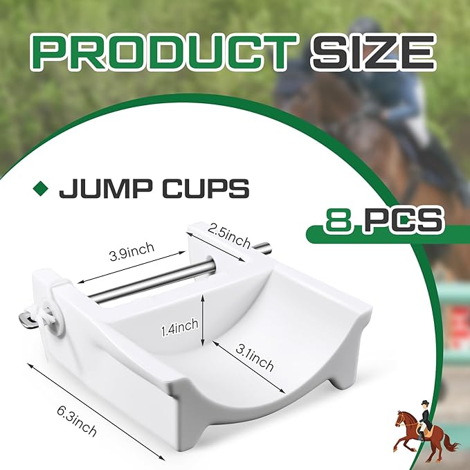 Abbylike 4 Pairs (8 Pieces) Jump Cups Plastic Horse Jump Cups with Pin Fits Standards Uprights Lightweight Durable for Hobby Horse Jumper Equestrian Activities