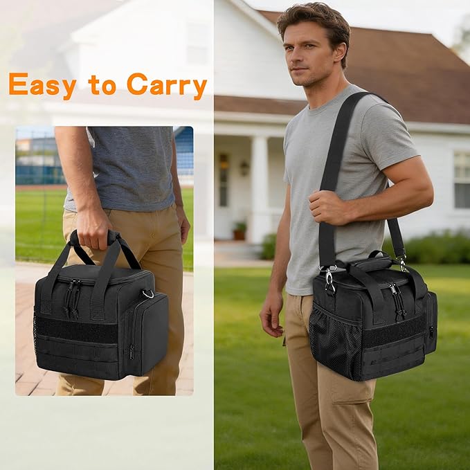DSLEAF Bocce Ball Carry Bag for 8 Balls, Bocce Ball Storage Bag with Padded Handle and Detachable Shoulder Strap for Easy Carrying(Only Bag, Not Including Balls)